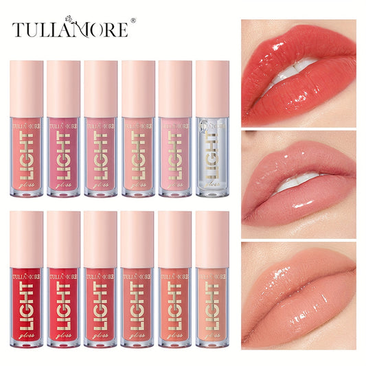 12 colors of lip oil for daily use, providing moisturizing and hydrating benefits with a mirror shine finish.