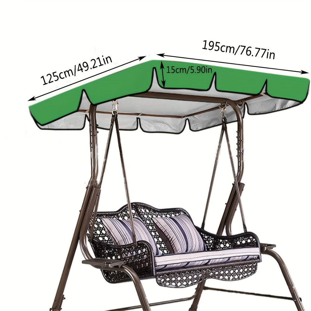 Durable waterproof swing canopy cover in black with green trim. Features adjustable straps for dust protection and all-season use.