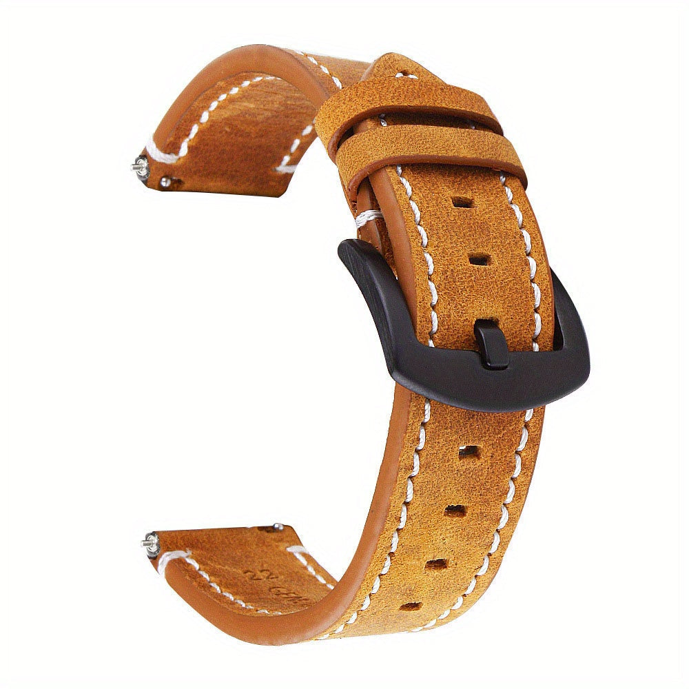 Retro Top Layer Cow Leather Watch Band with Quick Release Strap, Switch Spring Bar, and Black Buckle in 20mm, 22mm, or 24mm - Perfect Gift Choice