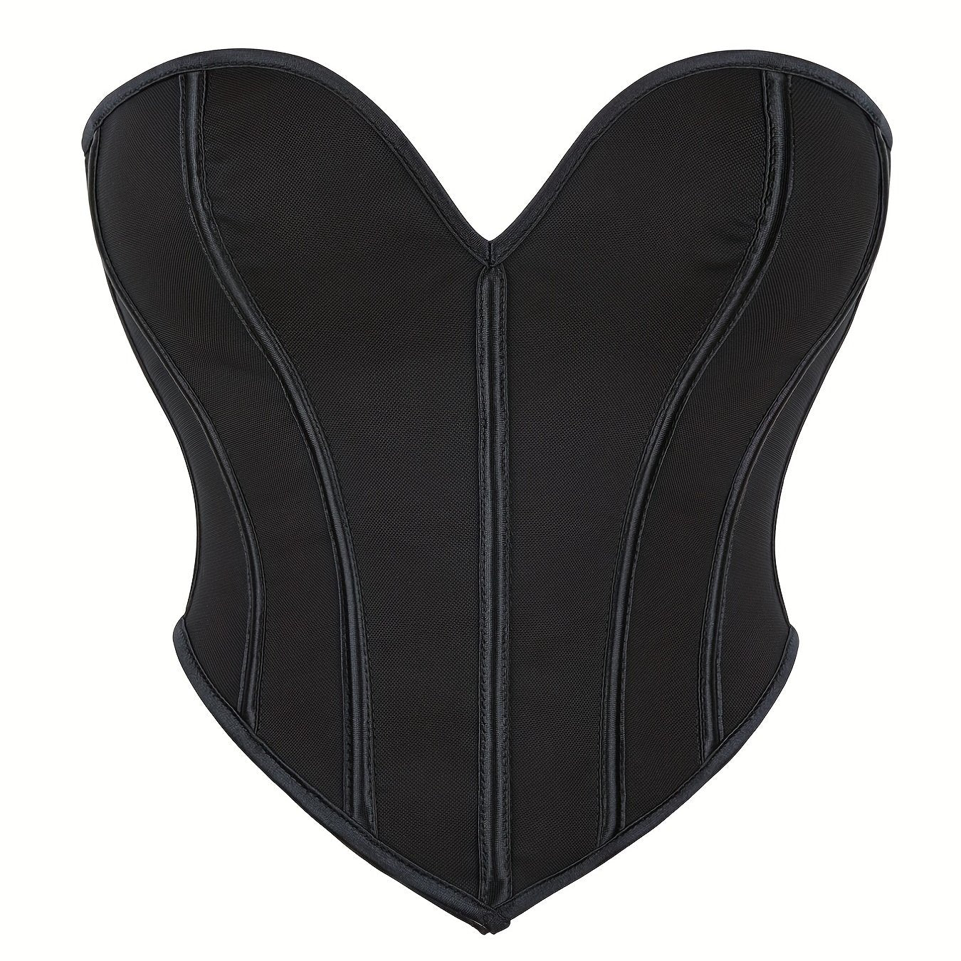 Solid corset bustier with tummy control and lace-up detail, women's lingerie and shapewear.