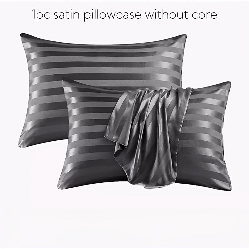 Get your hands on our luxurious Soft Skin-Friendly Striped Satin Pillowcase, featuring a convenient flap closure for ease of use. This pillowcase is not only gentle on hair and skin, but also beneficial for both. Made from 100% polyester, this woven