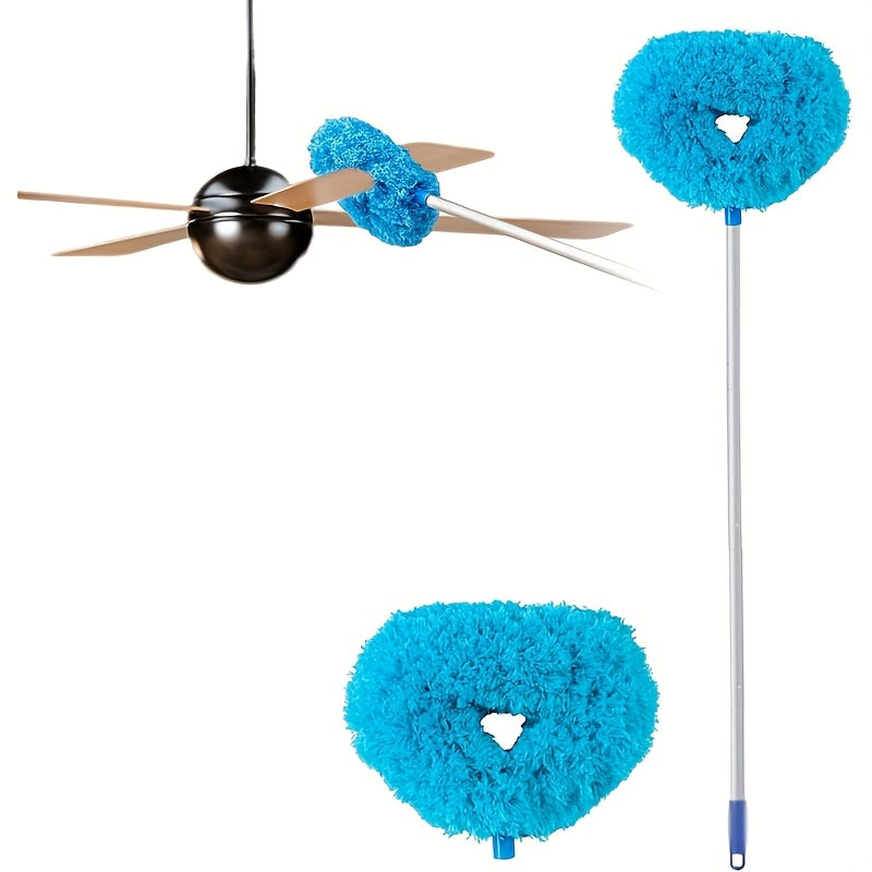 Extendable Microfiber Ceiling Fan Duster with Adjustable Pole, Flexible Angle for Furniture Cleaning in Living Room, Shelves, Windows, and High Spaces. No Electricity Required.