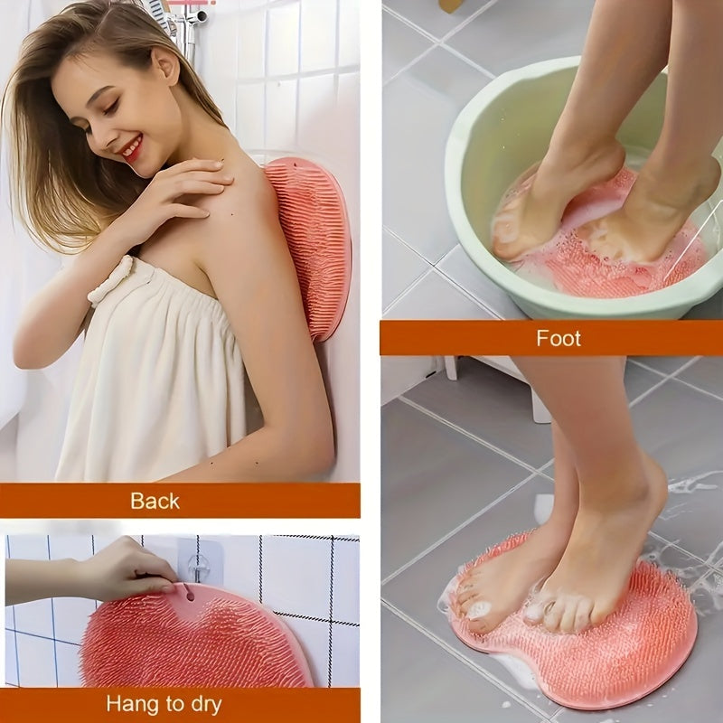 1pc Silicone Foot & Back Shower Scrubber with Suction Cups for Deep Cleansing and Massage.