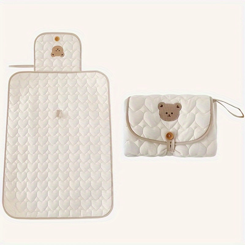 Adorable Beige Animal Embroidered Diaper Changing Pad for Babies and Toddlers