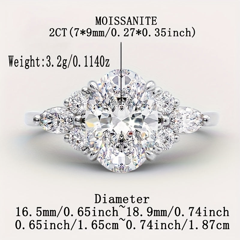 Stunning 2ct/1ct Moissanite Engagement Ring - Crafted with Hypoallergenic Sterling Silver S925, Featuring a Luxurious Four-Prong Design for Women. Ideal for Weddings, Anniversaries, and Valentine's Day with Gift Box and Certificate Included.