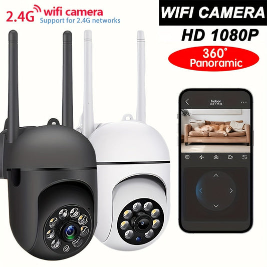 HD WiFi Security Camera by Teruhal with 355° Pan/Tilt, Intercom, Remote Night Vision for Indoor & Outdoor Use. Control via Smartphone App, Wireless with TF Card/Cloud Storage Option.