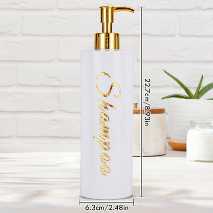 3pc 500ml shampoo & conditioner dispenser set with stylish pump bottles for bathroom storage, durable and leak-proof design that won't fade.