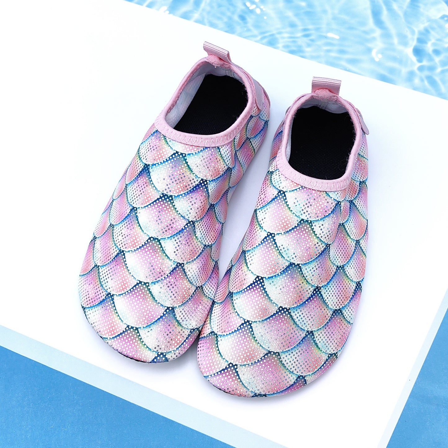 Girls' Mermaid Scale Aqua Socks - Slip-On Footwear for Beach, Pool & Outdoor Activities