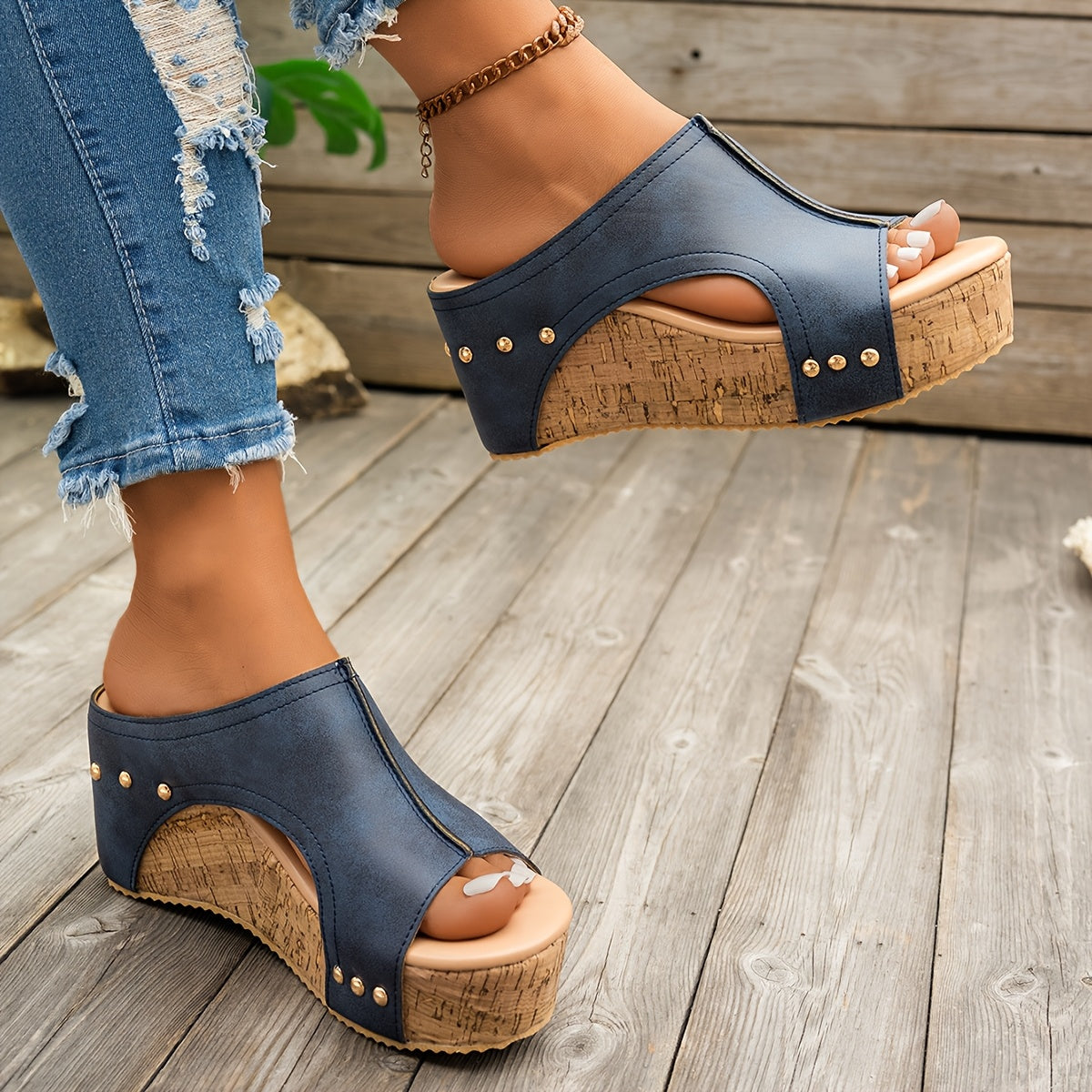 Stylish thick heel sandals for women with open toe, ankle strap, faux cover upper and lining, rubber sole, slip-on design for summer.