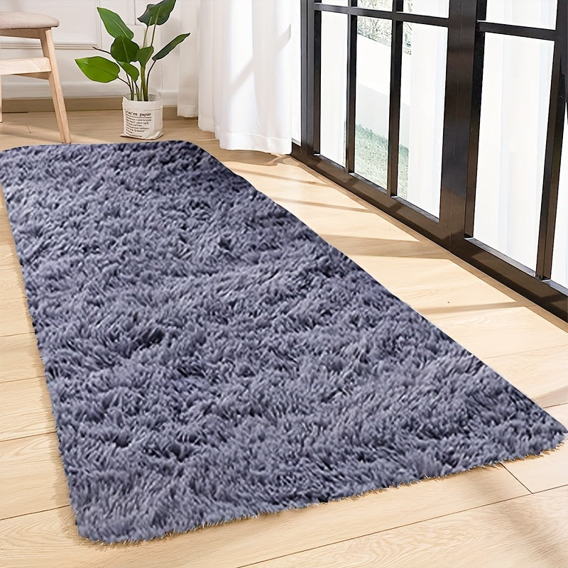 This modern, simple area rug is soft and fluffy, made from polyester for a cozy atmosphere in your bedroom, living room, study, lounge, or entertainment area. It is non-shedding and easy to clean, but should be dry cleaned only. Suitable for indoor areas