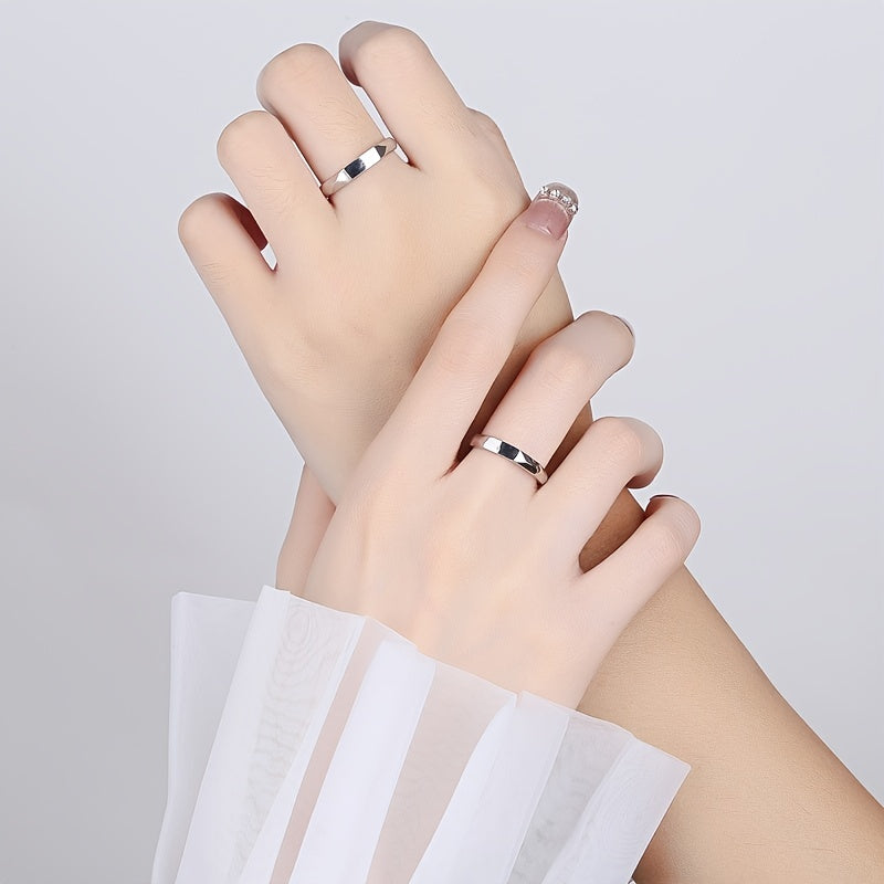 Valentine's Day Gift Suggestion: Elegant 925 Sterling Silver Couple Projection Rings with White Gold Plating, Stylish Optical Illusion Rings for Daily Wear, Trendy Love Projection Jewelry for Couples, Perfect for Valentine's Day.