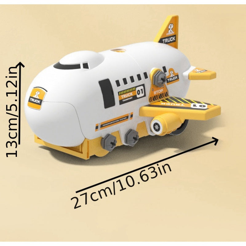 Kids' transforming toy airplane track set with mixed colors for educational fun.