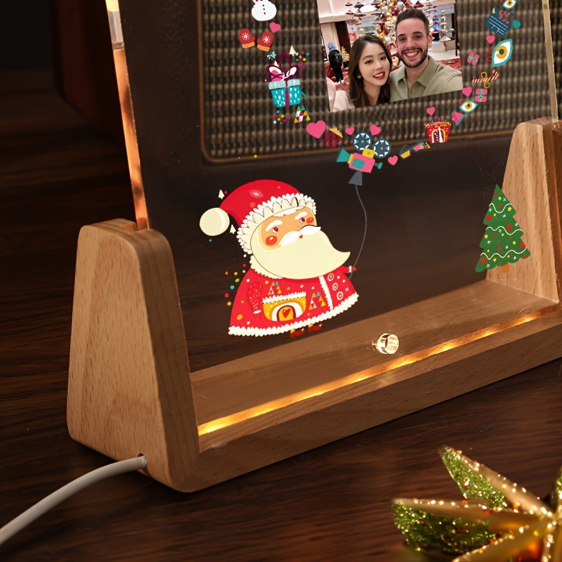 LED Lighted Custom Acrylic Photo Frame - Ideal for Gifting on Special Occasions | Transparent Display Stand for Loved Ones | Heart-Shaped Picture Holder for DIY Projects | Perfect for Home Decor and Keepsakes for Youth