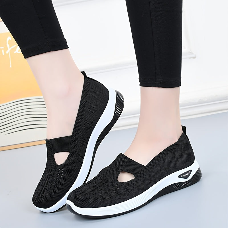 Breathable mesh slip-on sneakers for women with a comfortable PVC sole and loose fit.