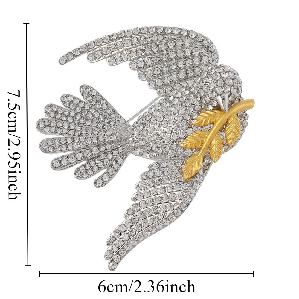 Стильная брошь в виде голубя мира с стразами - Элегантная пин для кардиганов и жакетов - Идеальный подарок для кого-то особенного