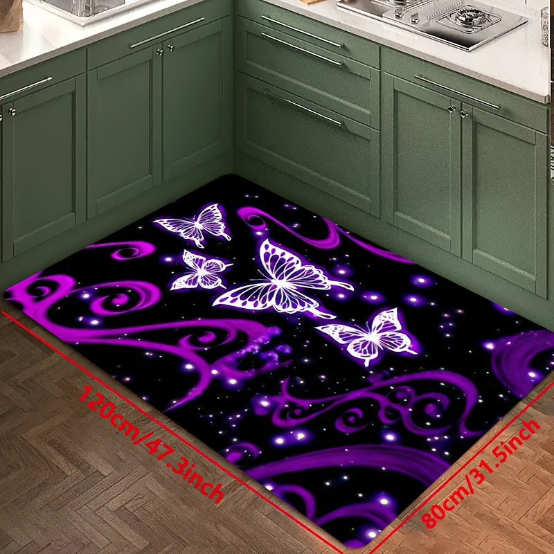 Soft Butterfly Kitchen Mat Set with Non-slip and Oil-proof Features - This waterproof runner mat is dirt-resistant and perfect as an entrance doormat or for use in the kitchen, living room, laundry room, or bathroom. The water-absorbing floor mat set is