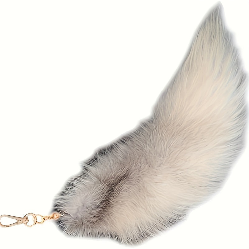 Oversized Artificial Fox Tail Keychain made from Plush Material, Simulated Modeling, Animal-Inspired Design, Decorative Keychain for Handbags & Performance Props