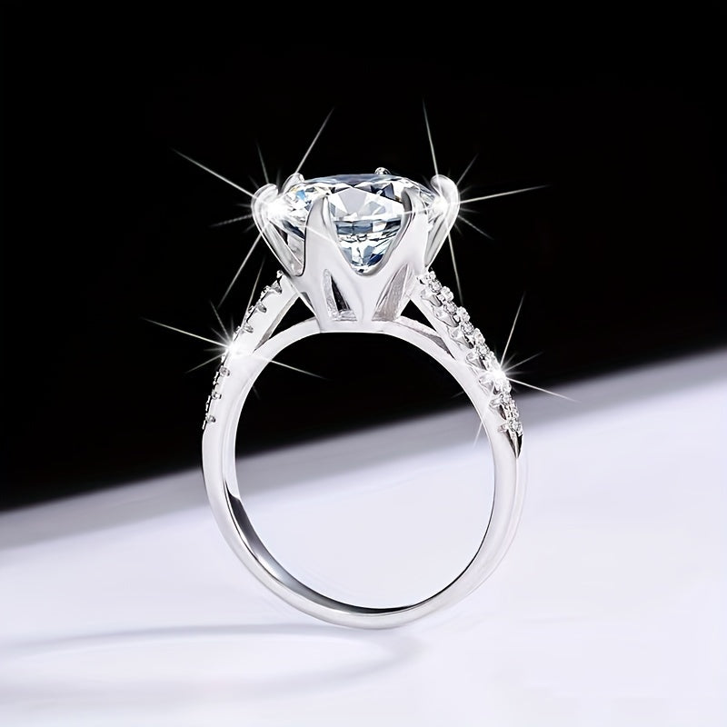 Elegant 925 Sterling Silver 5-Carat Moissanite Ring in Bohemian Minimalist Design, Ideal for Wedding Proposals, Engagement Parties, Anniversaries, and Birthday Gifts for Women by KAHOOOT.