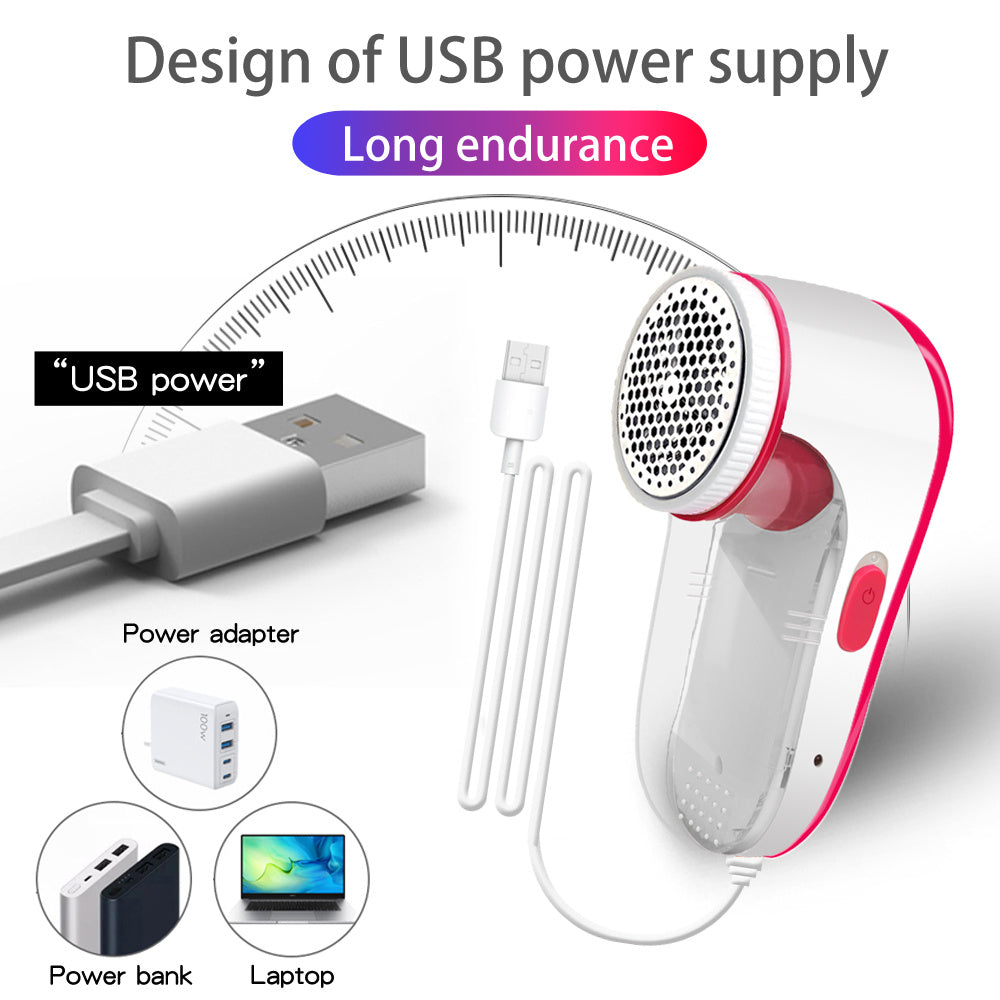 Fabric Shaver with USB Plug, 4 Blades for Clothes, Bedding, Furniture, Carpet, Sofa.