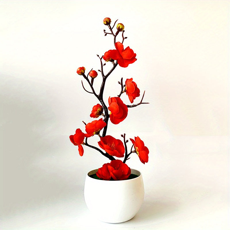 1 artificial plum potted plant for weddings and decorations in various settings.