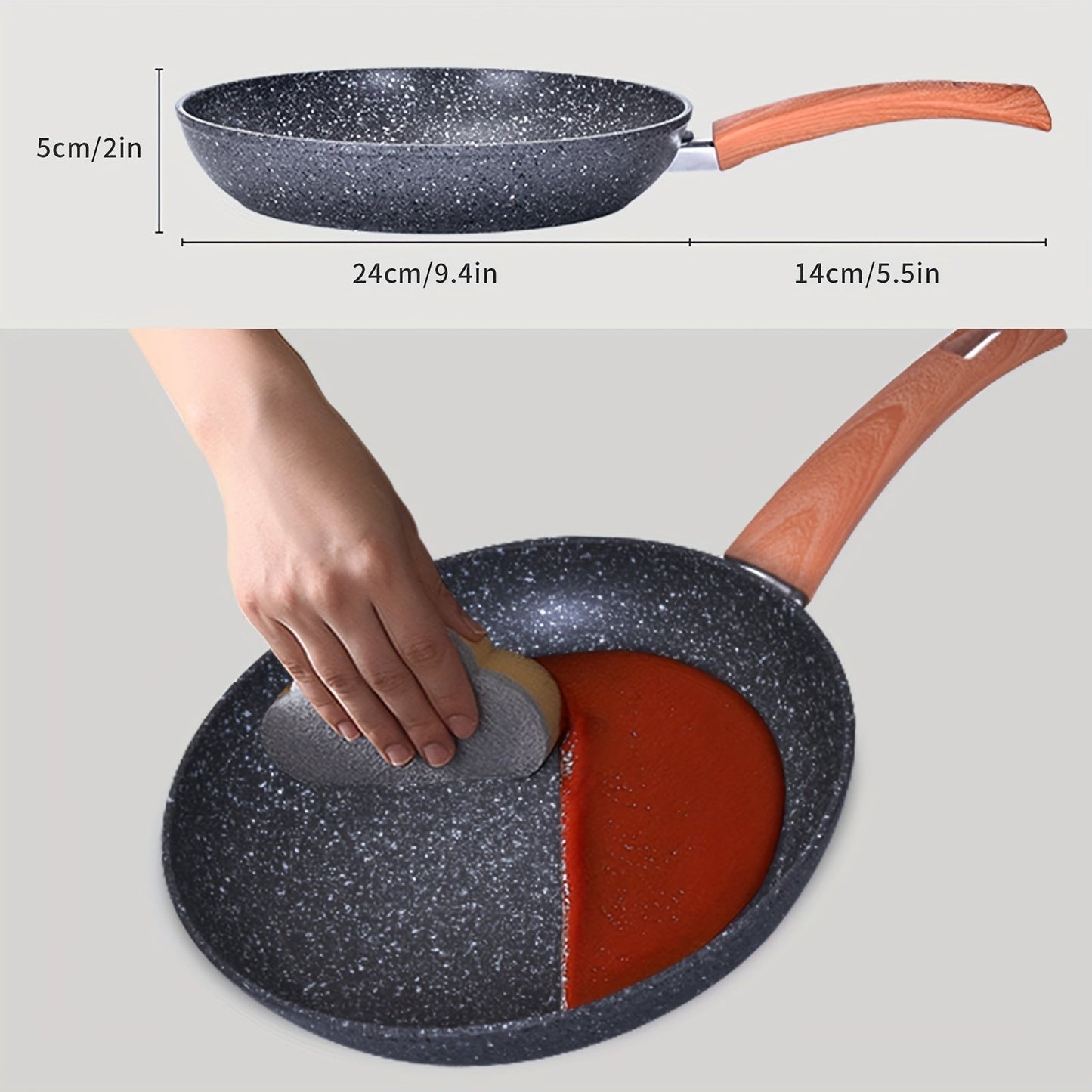 JoliJour introduces the Non-Stick Stone Frying Pan Set, crafted with durable Aluminum Die-Cast for easy cleaning. Ideal for making omelettes and pancakes, this set is perfect for your kitchen. Experience the excellence of JoliJour.