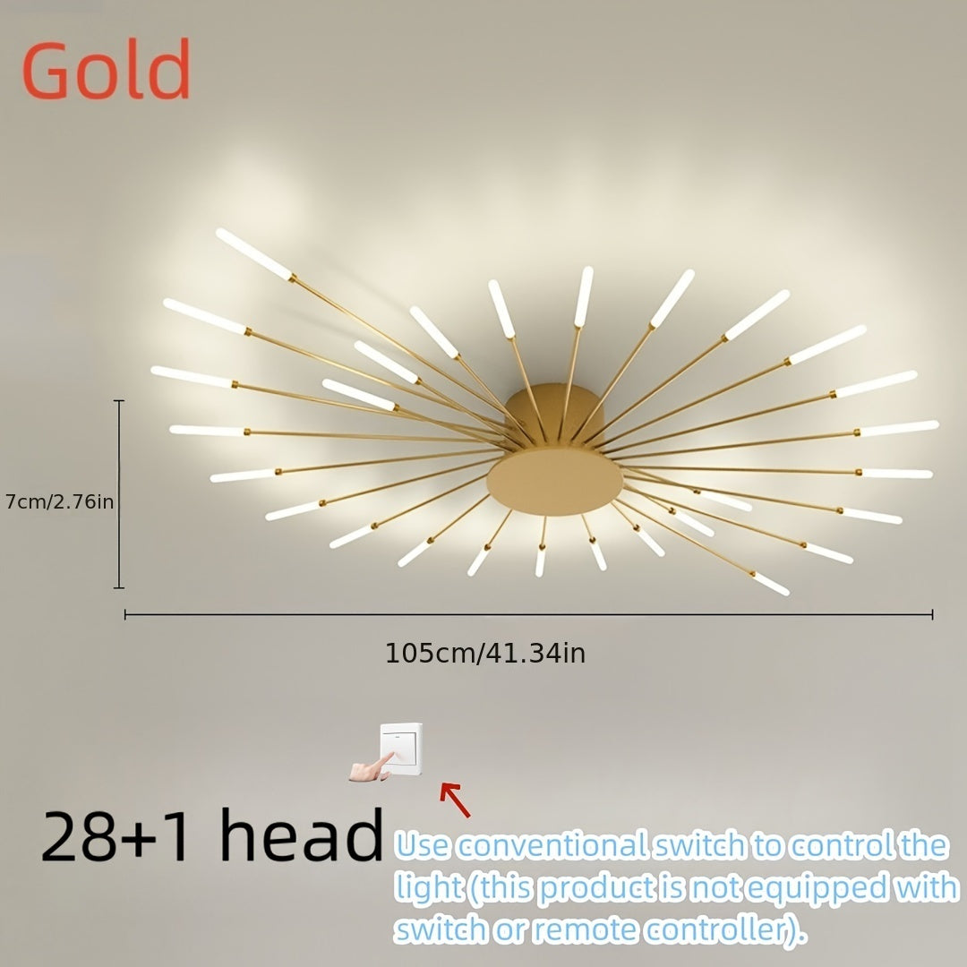 Contemporary LED ceiling lamp in warm white perfect for indoor living spaces such living room, dining room, or bedroom.