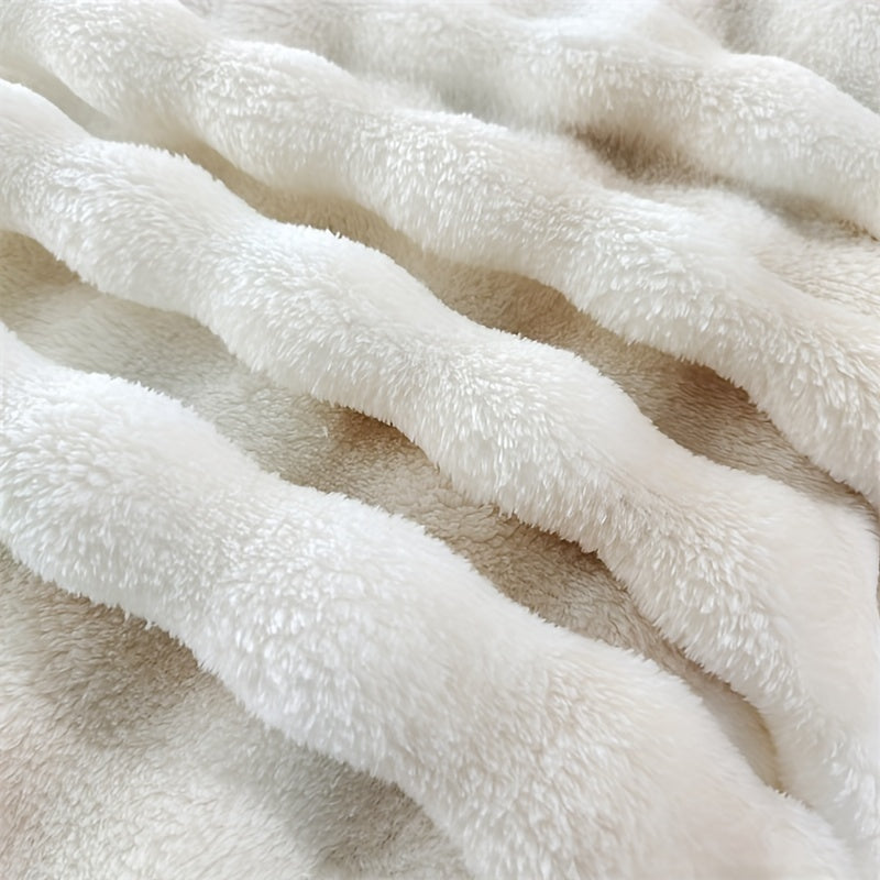 Stay cozy with this modern Plush Faux Rabbit Fur Printed Bed Blanket, designed to keep you warm and comfortable year-round. Made with high GSM fabric that is skin-friendly, this blanket is the perfect all-season gift for both men and women. Use it as a