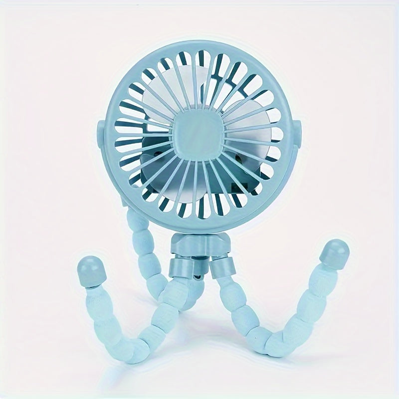 Portable Octopus Fan with Flexible Tripod - USB Rechargeable Handheld Electric Fan, Perfect for Stroller, Travel, and Outdoor Use. Made of Durable Plastic, Great Gift Idea for Friends, Holidays, or Birthdays.