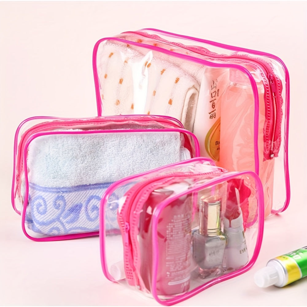 Stylish Travel Toiletry Bag Set - Waterproof, Clear, Zippered Cosmetic Case with Various Compartments for Women's Essentials - Ideal for Holidays, Work Travel, and Everyday Use