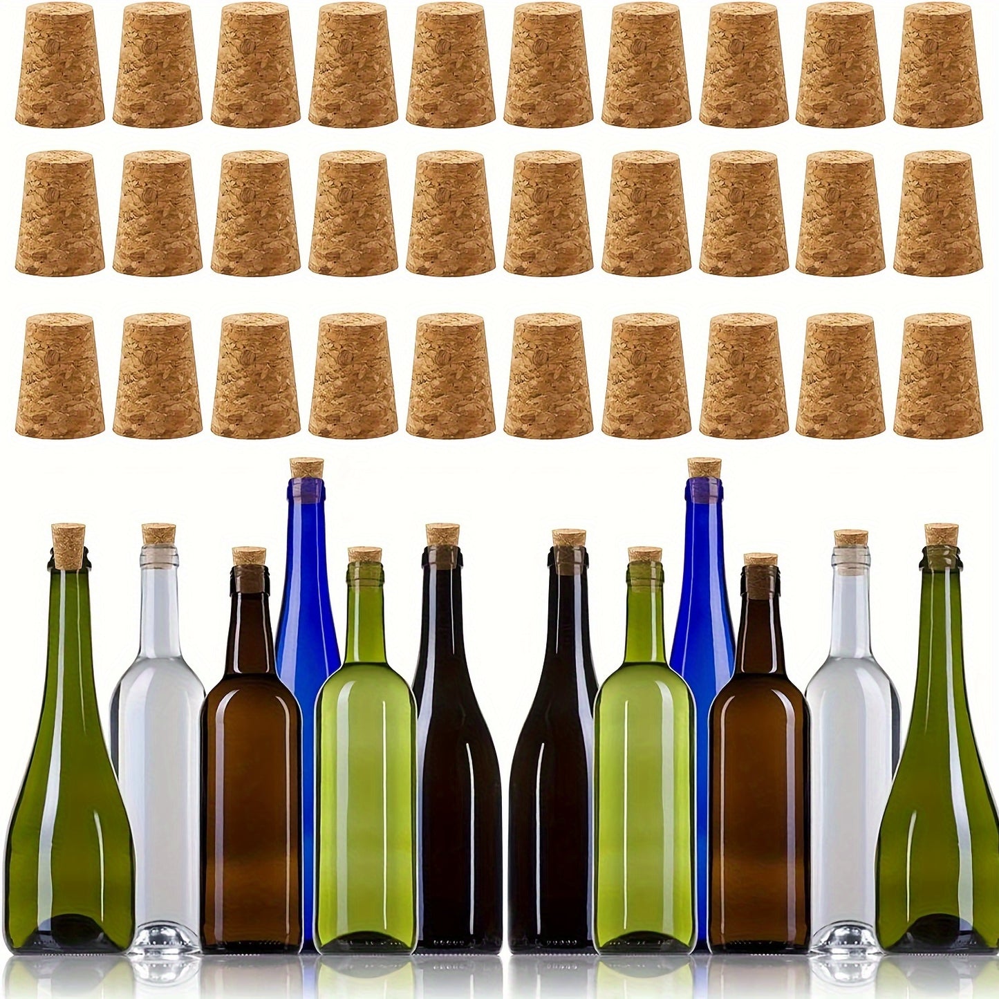 30 natural soft wood cork stoppers for wine and beer bottles, leakproof and ideal for DIY crafts.