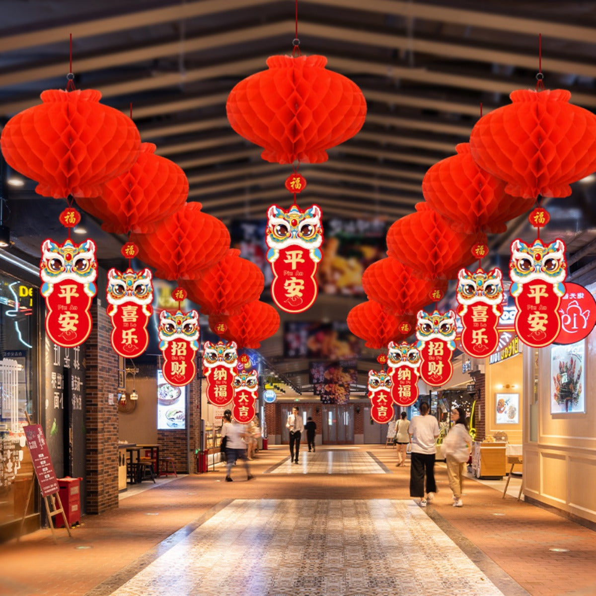 10pcs 2025 Red Lantern Hanging Decorations for New Year and Spring Festival Celebration, creating a joyful atmosphere.