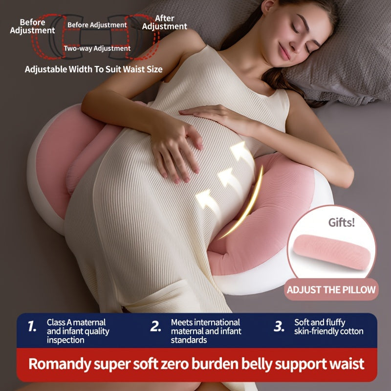 Maternity Pillow for Side Sleepers - Provides Waist Support & Belly Relief, Made with Ultra-Soft Polyester Fiber, Ideal for Pregnancy Comfort