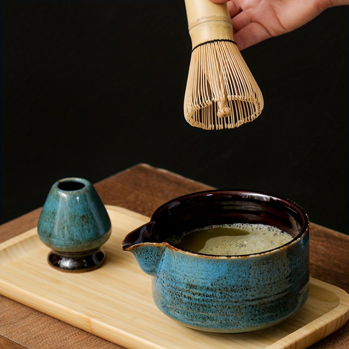 Full Matcha Tea Ceremony Set with Bamboo Whisk, Scoop & Stand - Comes with Authentic Japanese Matcha Bowl for Home or Restaurant Use, Brush, Baking, 3pcs/4pcs