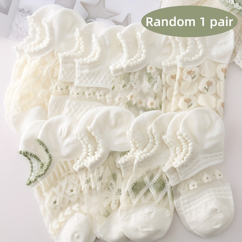 Set of 8 pairs of white crystal socks, perfect for summer with cool and breathable mesh design.