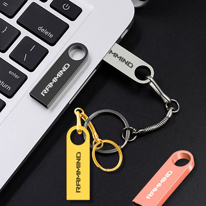 RAMMIND High-Speed USB 2.0 Flash Drive with Metal Keychain Design, available in various sizes for multiple devices.