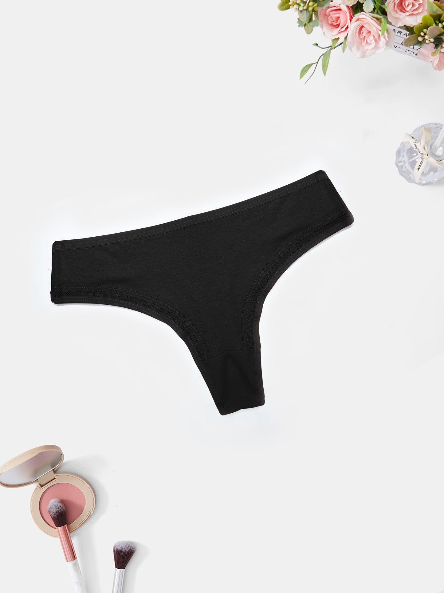 3 Simple Solid Thongs for Women, Soft & Comfy Stretchy Panties