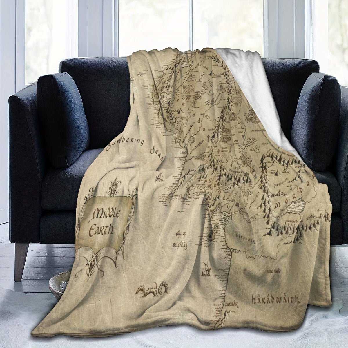 Soft and lightweight, this Middle Earth map throw blanket is a creative addition to your home decor. Perfect for keeping warm and cozy, this durable quilted bed blanket is ultra soft and perfect for snuggling up with.