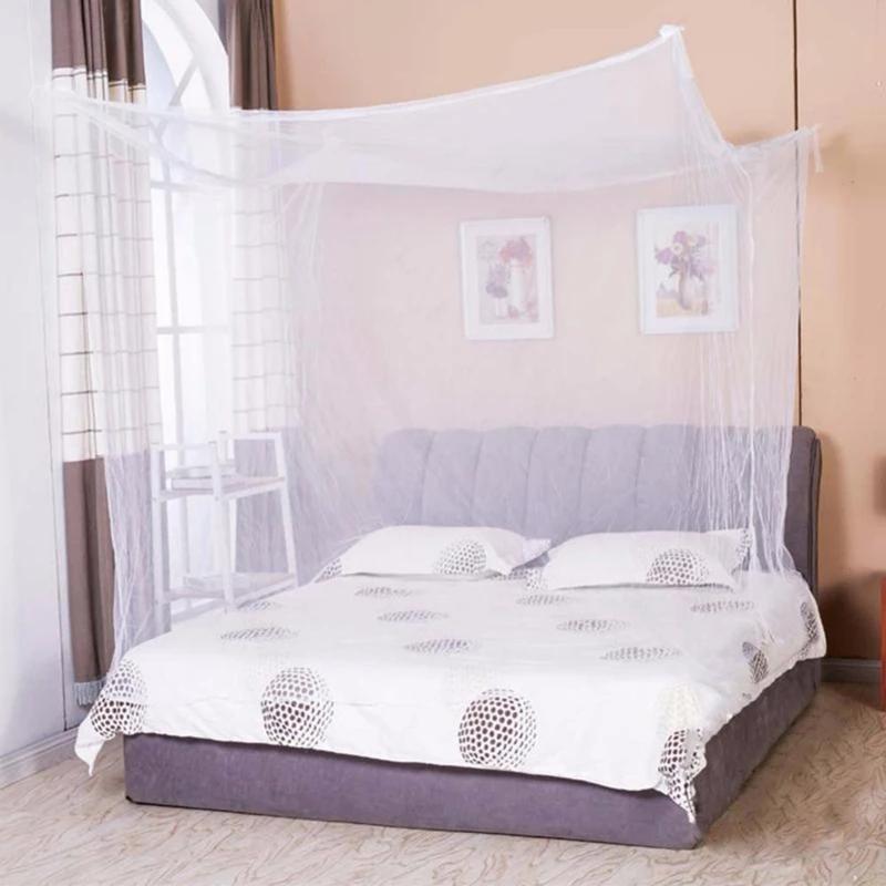 Easily install this elegant white polyester bed canopy with a single entry. No frame required. It is portable and perfect for creating a mosquito-free sleeping space in the bedroom, dorm, guest room, patio, porch, or while camping outdoors during the