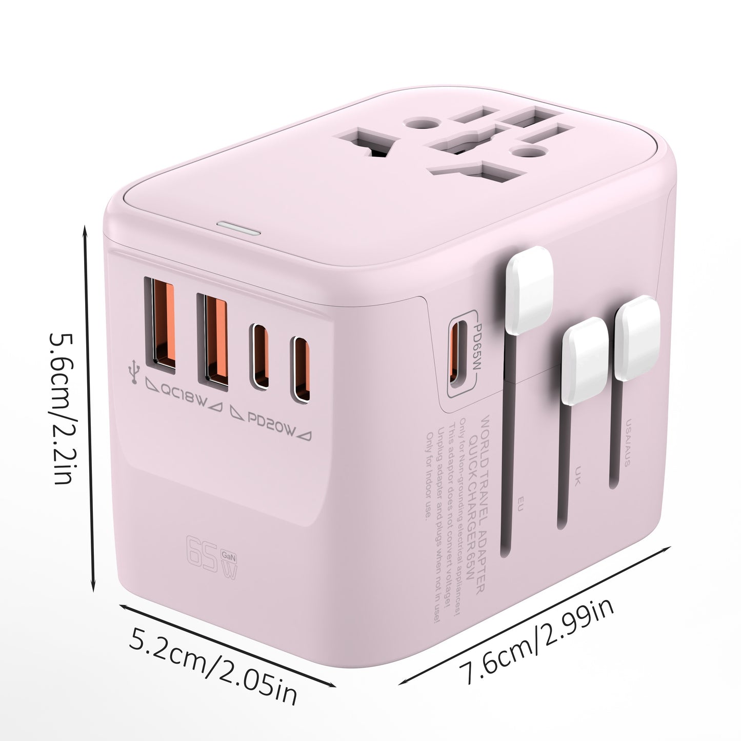 65W PD GaN Fast Charger, Type-C travel adapter compatible with multiple standards for efficient charging of mobile devices and laptops, portable.