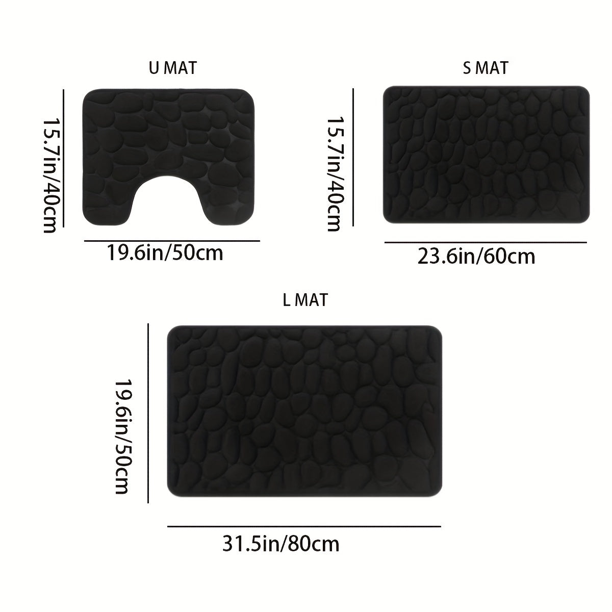 Pebble Embossed Non-Slip Bathroom Bath Mat Set with Memory Foam - Super Soft, Absorbent, and Quick-Drying Rug for Comfort and Safety. Machine Washable and Thick for a luxurious feel in your bathroom.