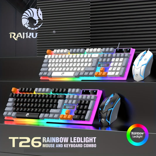 Colorful Glowing Keyboard and Mouse Set for Gaming