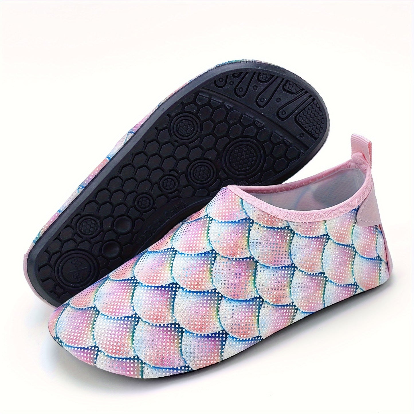 Girls' Mermaid Scale Aqua Socks - Slip-On Footwear for Beach, Pool & Outdoor Activities