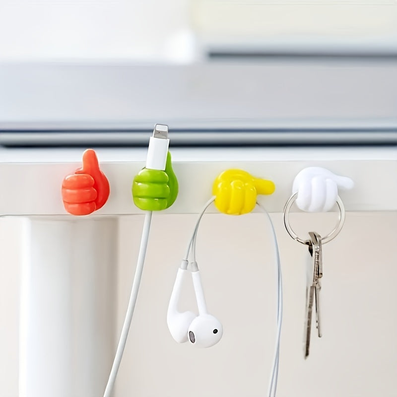 10 Self-Adhesive Thumb Hooks for storing cables, earphones, and keys.