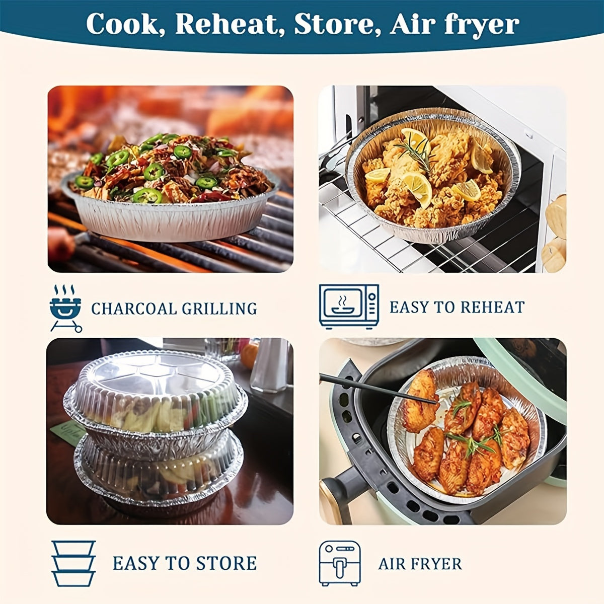 Round Disposable Baking Containers with Lids - Available in 10 or 30 Pack, Aluminum Foil Pan Set perfect for Dining, Cooking, and Outdoor Events. Ideal for To-Go Pie Tins, Oven-Safe Roasting, and Storage Pots.