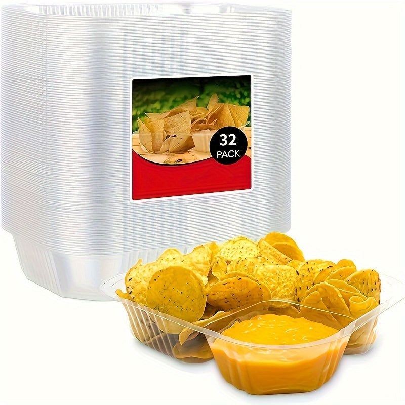 32-Pack of 12oz Disposable Plastic Nacho Trays - Ideal for Cheese Dips, Movie Nights, and Carnival Parties