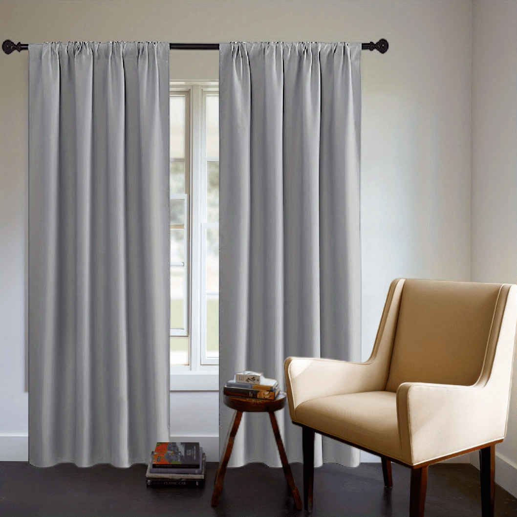 One Blackout Curtain (1 Panel) - Thick Rod Pocket Curtain for Heat Insulation and Light Blocking in Bedroom, 200g;