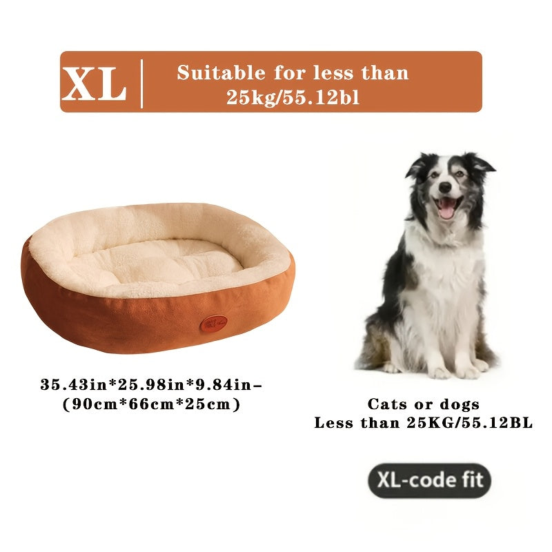 Cozy Pet Bed for Dogs & Cats, Oval Nest, All-Season Warmth, Ideal for Small to Large Breeds, Machine Washable, Beige/Peaches