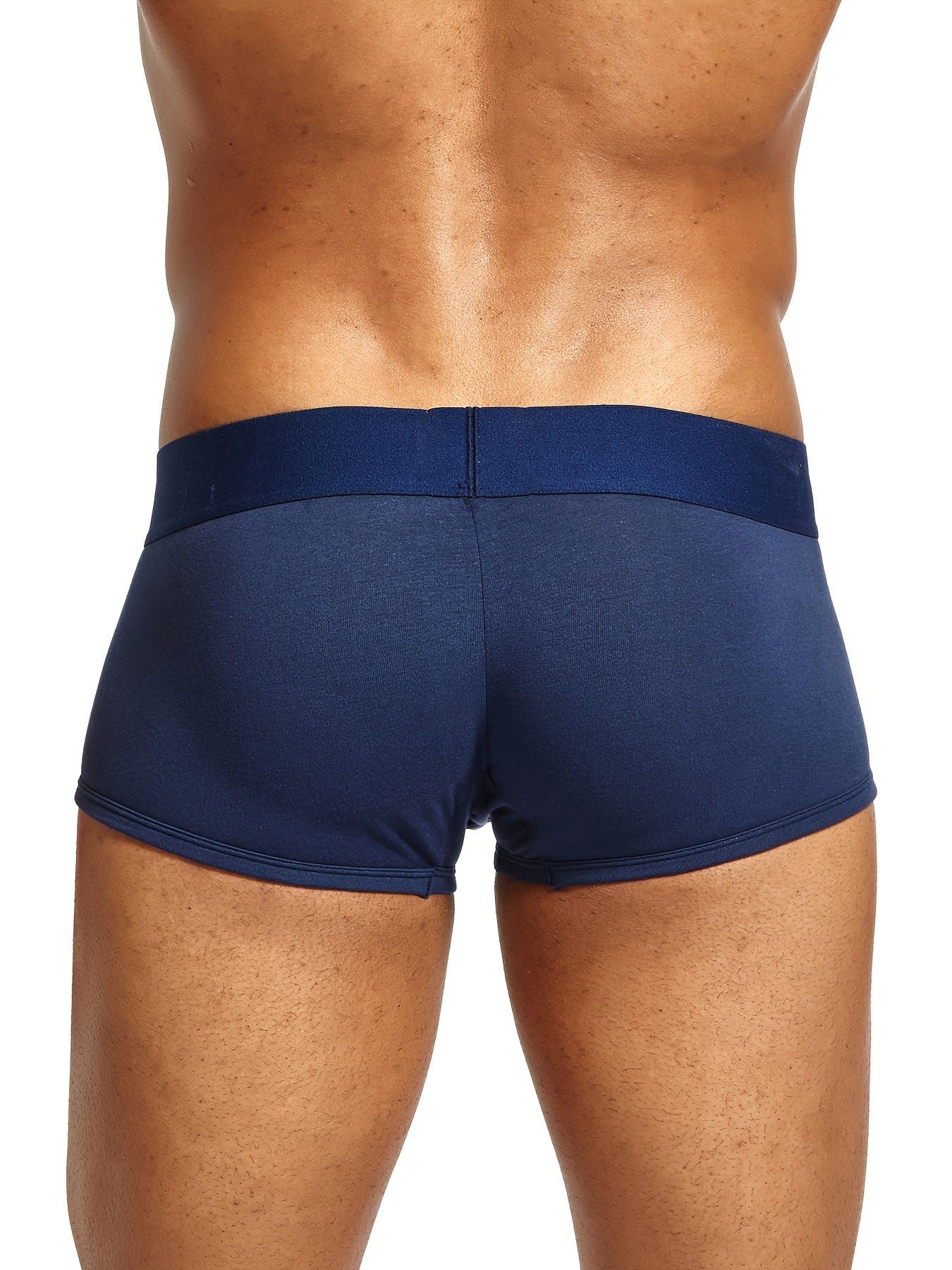 Men's cotton boxer briefs made of 95% cotton and 5% elastane with medium stretch knit fabric. Solid color casual shortie underwear with comfortable breathable single-layer design. Weighing