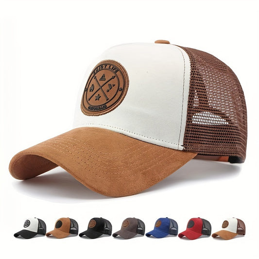 Men's adjustable baseball cap in lightweight polyester with two-tone mesh design and logo. Available in multiple colors.