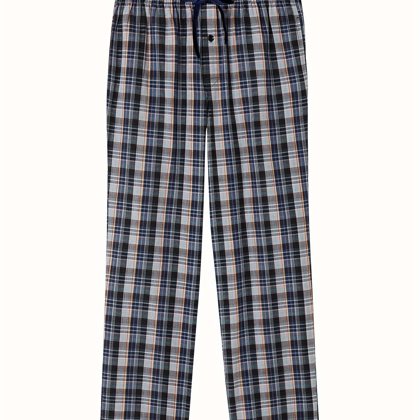 Men's Cotton Plaid Lounge Pants with Pockets